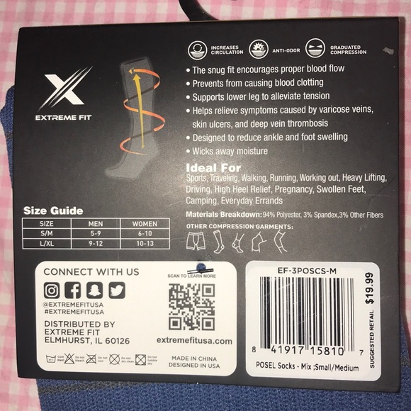 Blue gray stripe compression socks - Picture 2 of 3